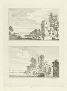 Gezichten op Huis de Wing en de steden Griethausen en Emmerik, 1732
