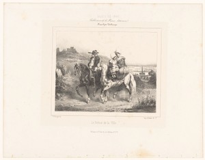 Gezin keert te paard van de stad terug naar huis