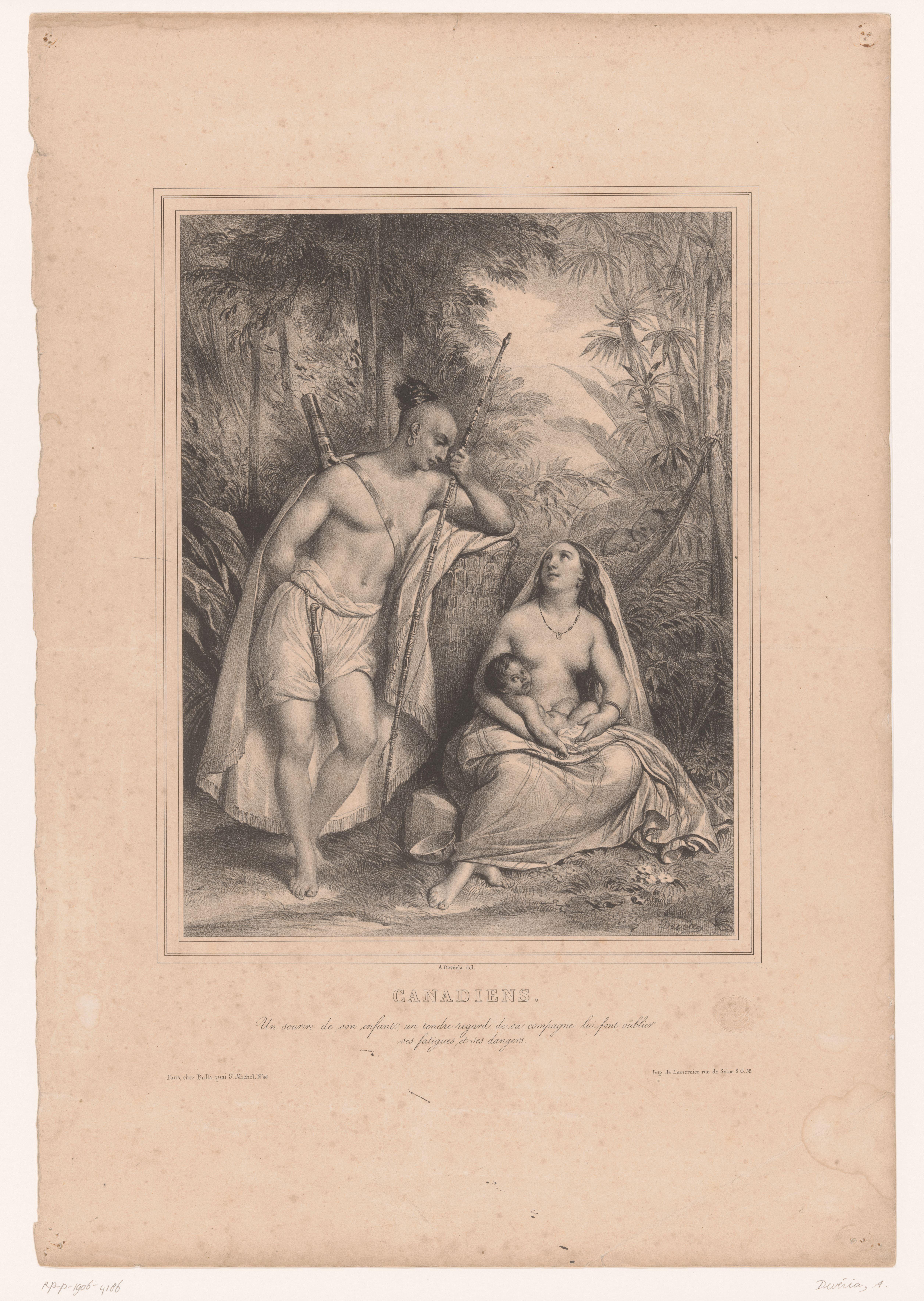 Gezin uit de oorspronkelijke bewoners van Canada by Achille Devéria