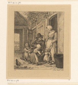 Gezin voor een huis