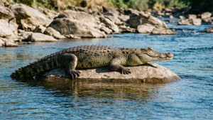 Gharial on Rock