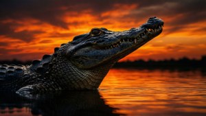 Gharial Sunset Silhouette