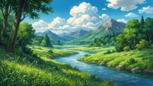 Ghibli Valley Landscape