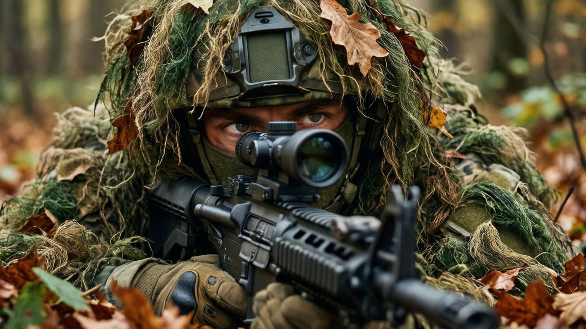 Ghillie Suit Ambush by Wallpapers.art Studio
