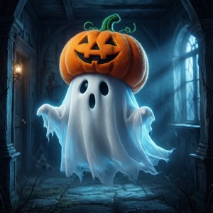 Ghost in Pumpkin Hat