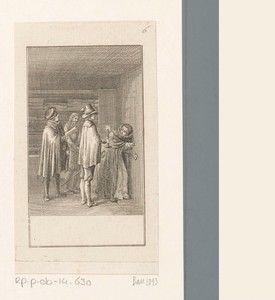 Gil Blas, Don Raphael en Ambrosio, vermomd als inquisiteurs, bestelen Samuel Simon