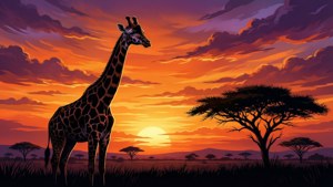 Giraffe Silhouette Sunset