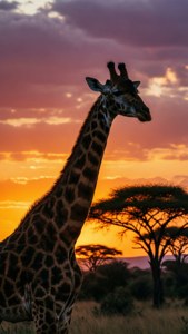Giraffe Sunset Silhouette