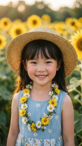 Girl in Sunflower Field