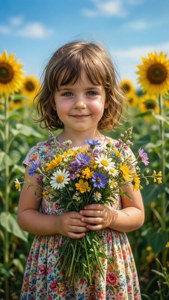 Girl in Sunflower Field