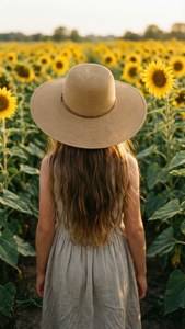 Girl in Sunflower Field
