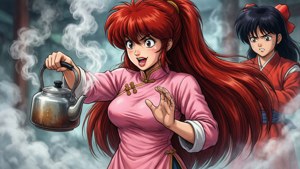 Girl Ranma with Hot Water