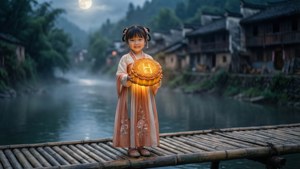 Girl With Mooncake Lantern