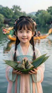 Girl with Zongzi & Dragon Boats