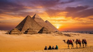 Giza Pyramids Sunset Panorama