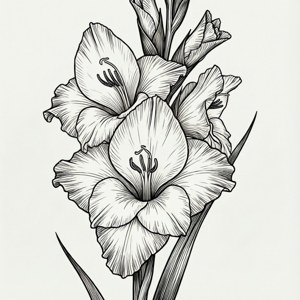 Gladiolus Line Art