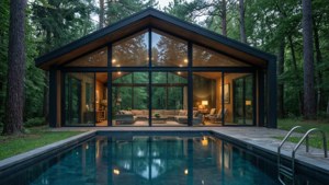 Glass House in Forest