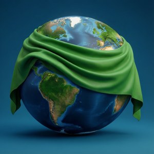 Globe Draped with Flag
