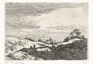 Glooiend landschap met kerktorens