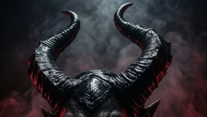 Glossy Black Horns Close-up