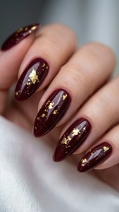 Glossy Burgundy Gold Foil