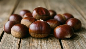 Glossy Chestnuts on Wood