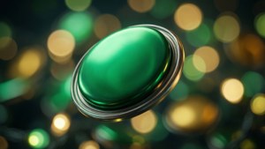 Glossy Green Bokeh Button
