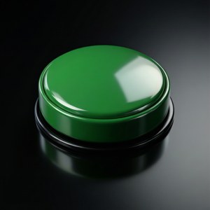Glossy Green Button Reflection