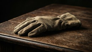 Glove on Dark Wood