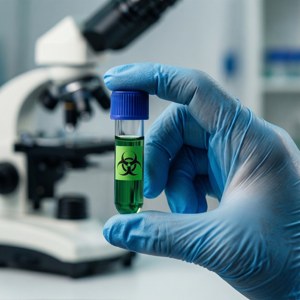 Gloved Hand with Biohazard
