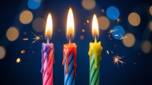 Glowing Birthday Candles Close-up