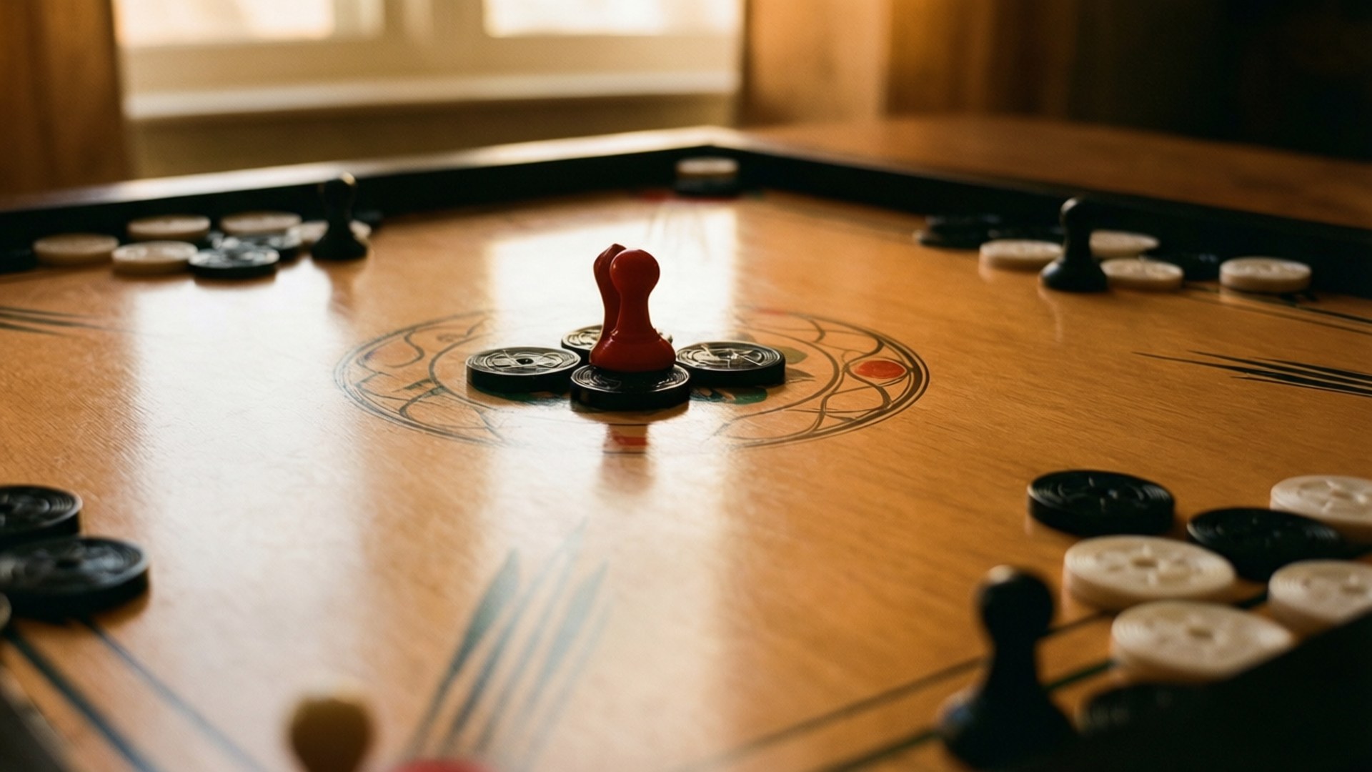 Glowing Carrom Board Close-Up by Wallpapers.art Studio
