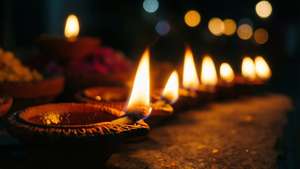 Glowing Diyas at Night