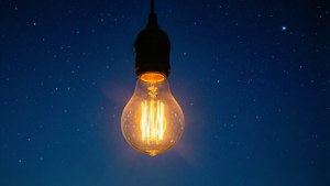 Glowing Light Bulb Night