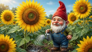 Gnome Gardener Sunflowers