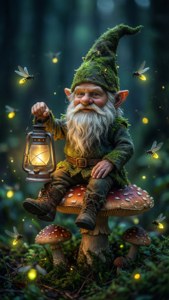 Gnome Lantern in Forest
