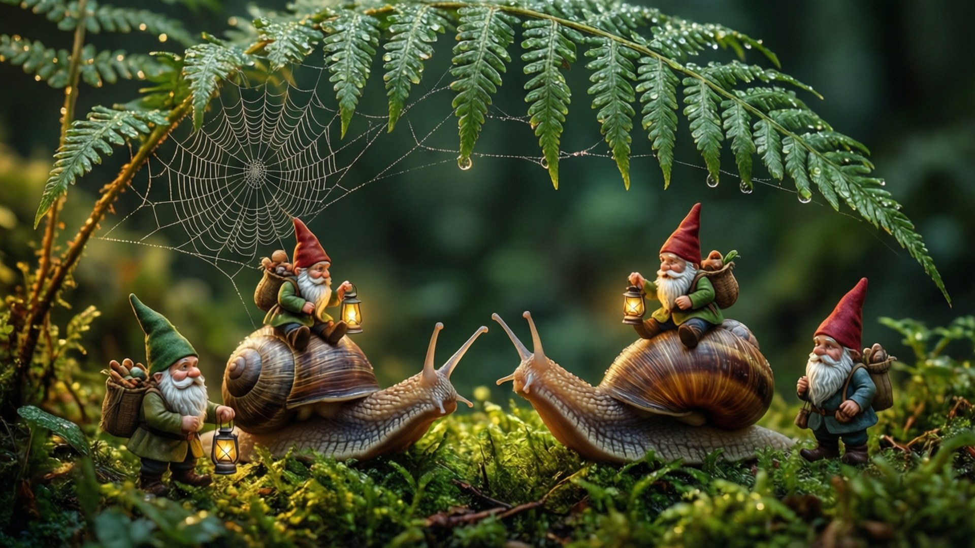 Gnomes Riding Snails Adventure by Wallpapers.art Studio