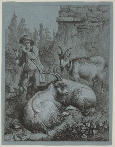 Goatherd Piping to Four Goats