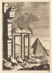 Goats before Ruins and a Pyramid