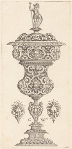 Goblet with lid surmounted by a Roman soldier