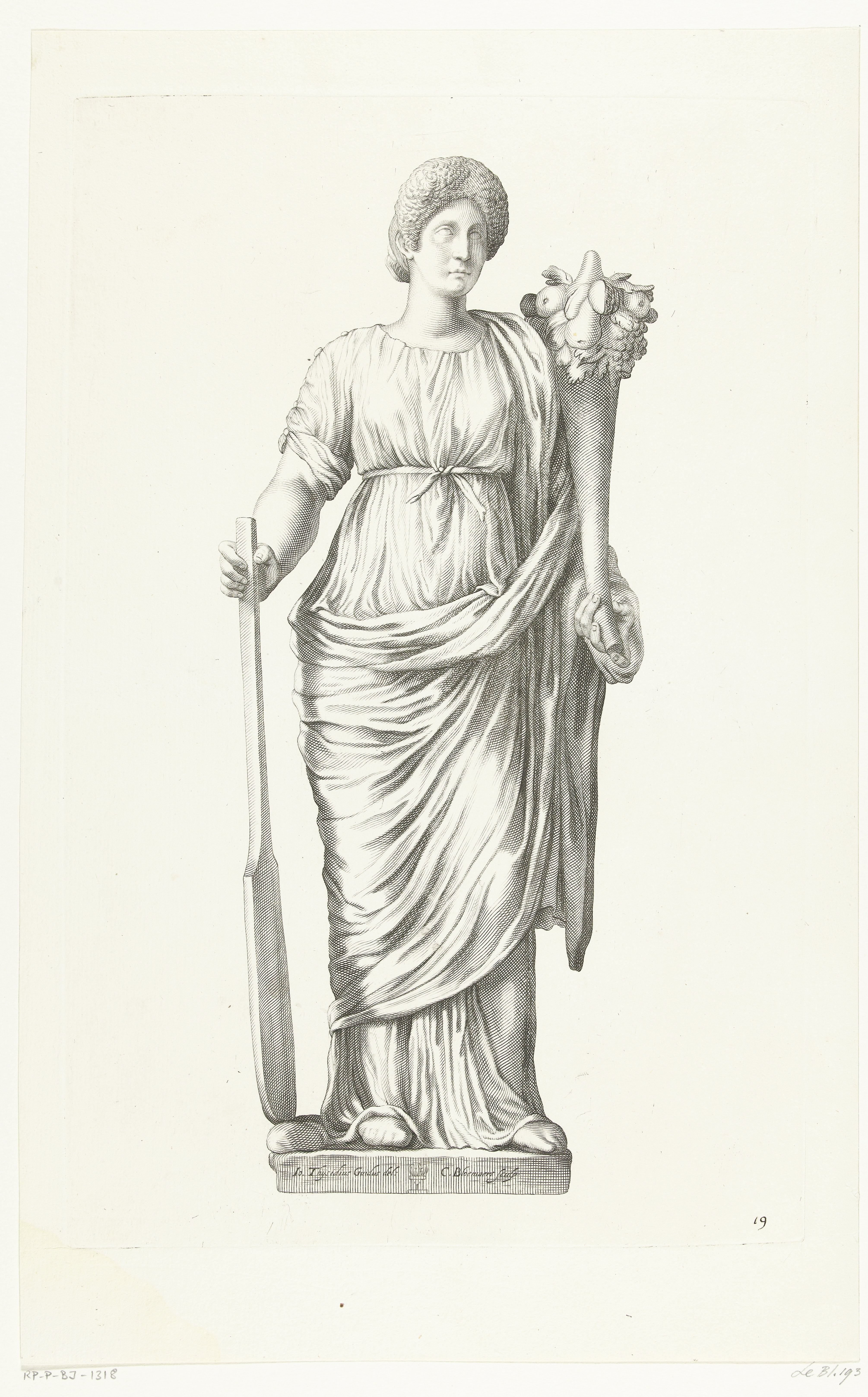 Godin met hoorn des overvloeds by Cornelis Bloemaert (II)