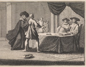 Godslasteraar wordt door de duivel, vermomd als Jood, vastgegrepen