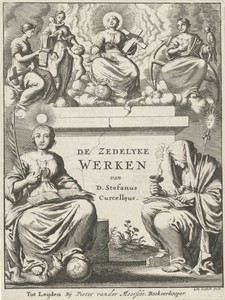Godvruchtigheid omringd door de drie goddelijke deugden