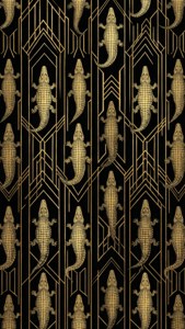 Gold Alligator Art Deco