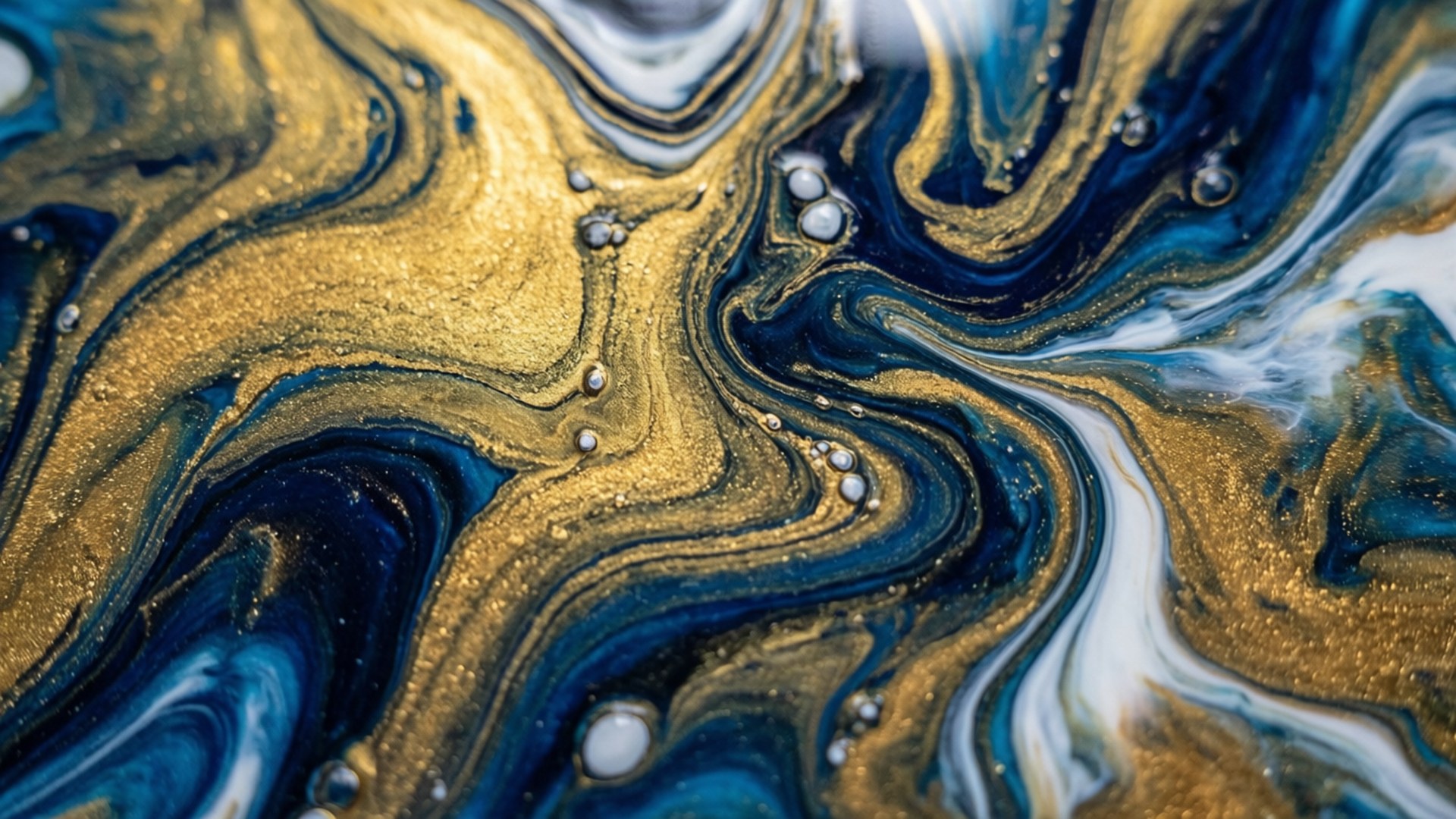 Gold Blue Fluid by Wallpapers.art Studio