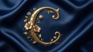 Gold C Monogram Floral