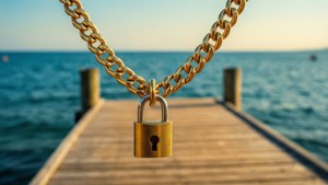 Gold Chain Lock by Sea