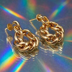 Gold Earrings Reflective