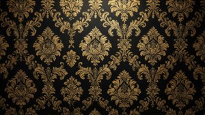 Gold Embellished Black Damask