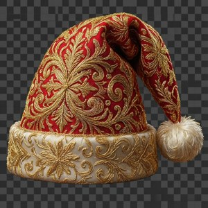 Gold Embroidered Santa Hat